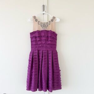 BCBGMaxAzria Embellished Purple Layered Dress